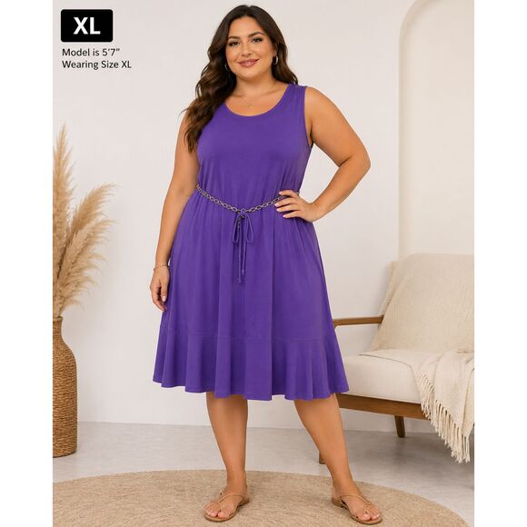 Nina Leonard Dresses & Skirts - Nina Leonard Purple Dress XL Sleeveless Stretch Chain Waist Fit Flare